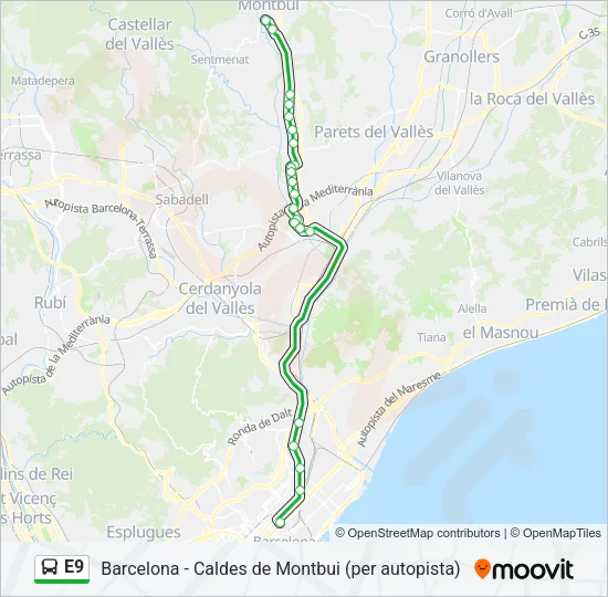 E9 Bus Line Map