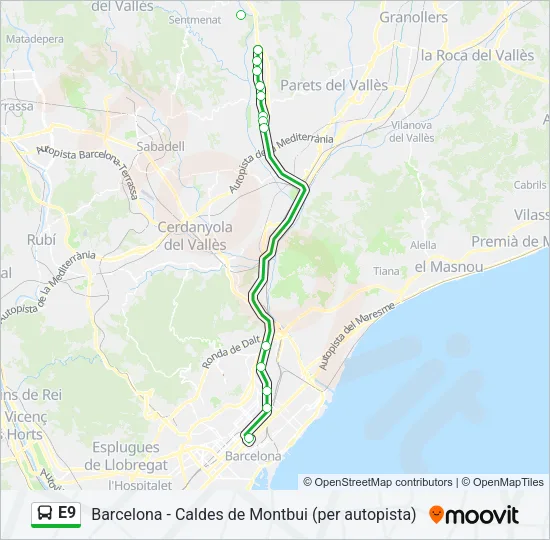 E9 Bus Line Map