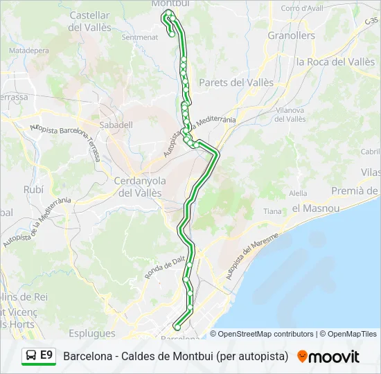 E9 Bus Line Map