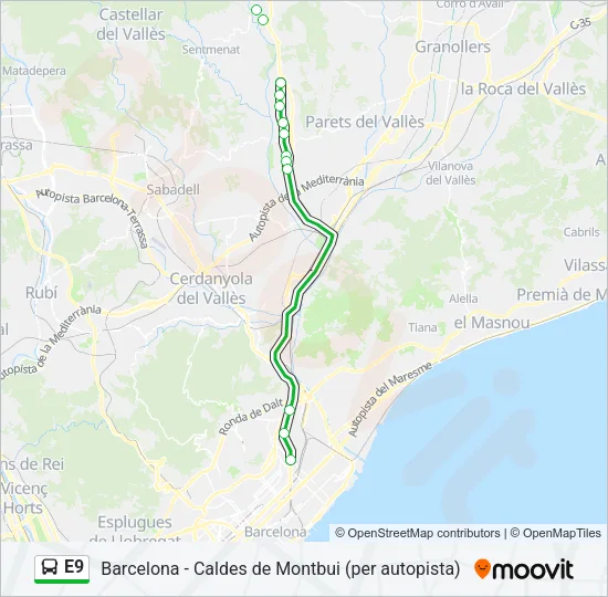 E9 Bus Line Map