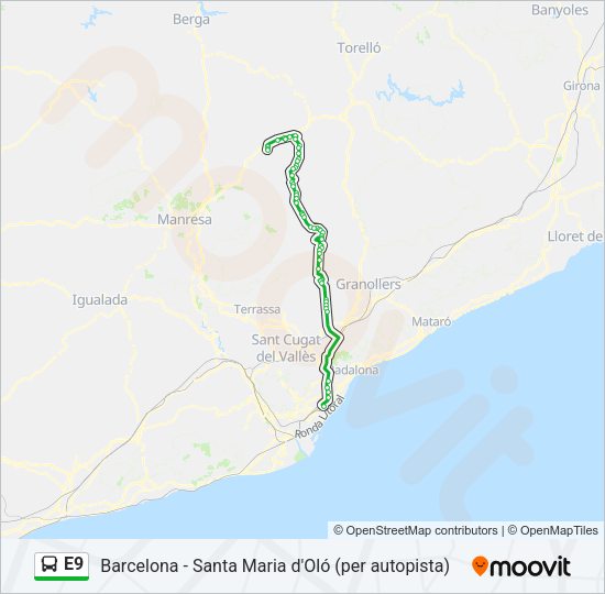 E9 Bus Line Map