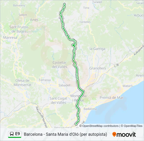 E9 Bus Line Map