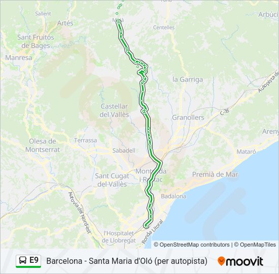 E9 Bus Line Map