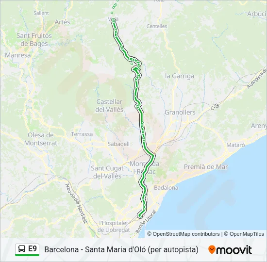 E9 Bus Line Map