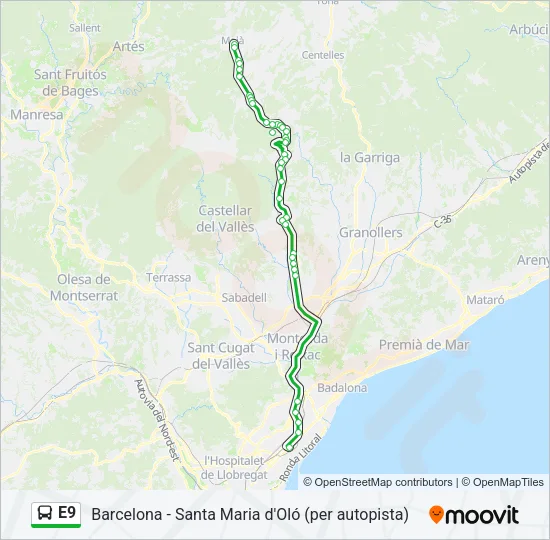 E9 Bus Line Map