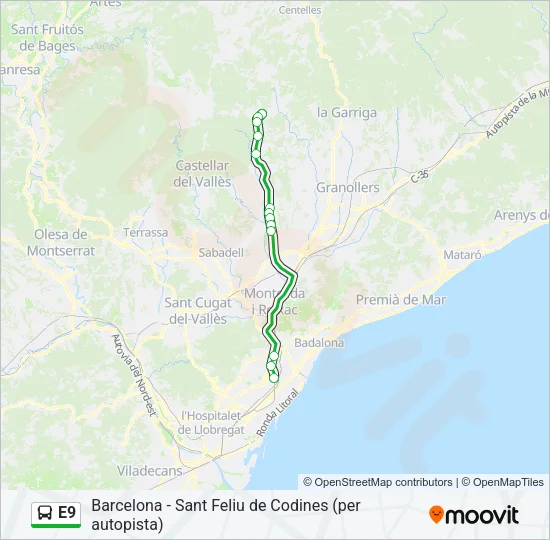E9 Bus Line Map