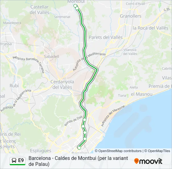 E9 Bus Line Map