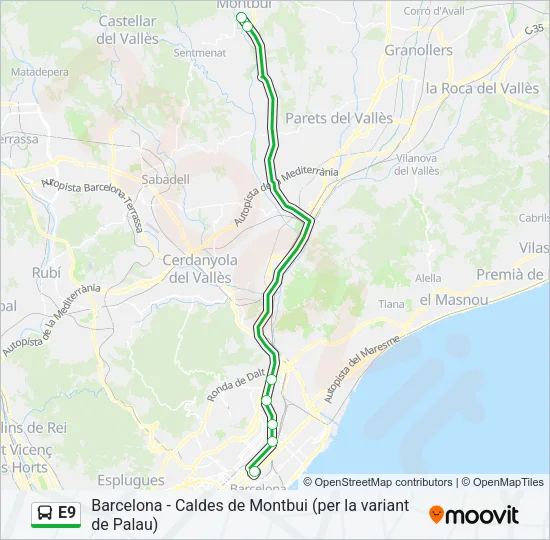 E9 Bus Line Map