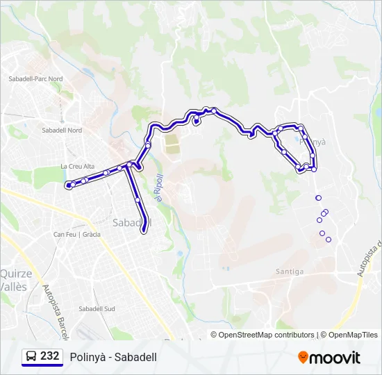 232 Bus Line Map