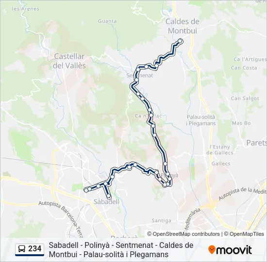 234 Bus Line Map