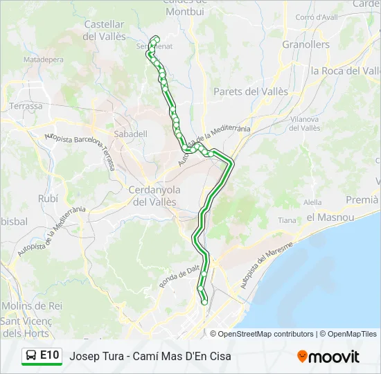 E10 Bus Line Map