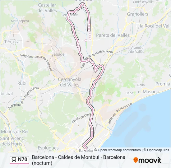 N70 Bus Line Map
