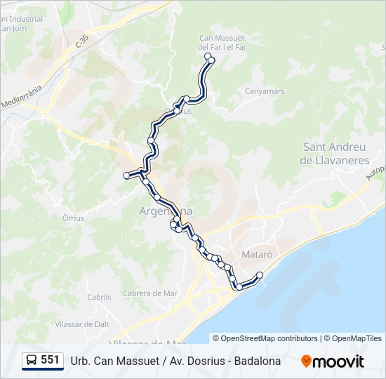 Mapa de 551 de autobús