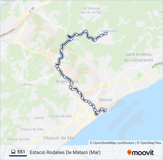 Mapa de 551 de autobús