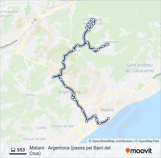 Mapa de 553 de autobús