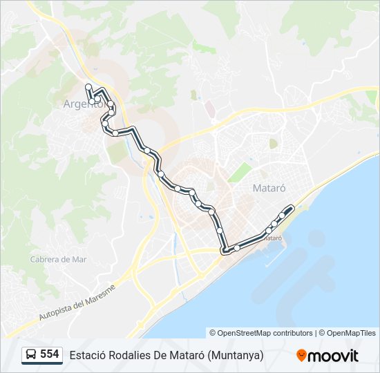 Mapa de 554 de autobús