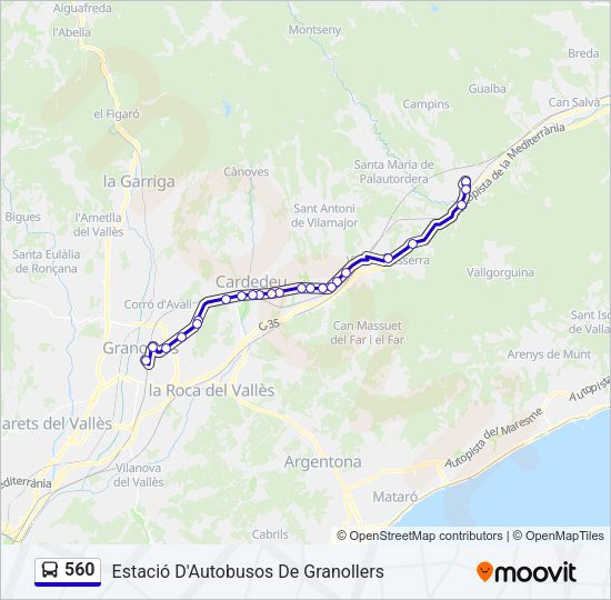 Mapa de 560 de autobús