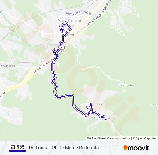 Mapa de 565 de autobús