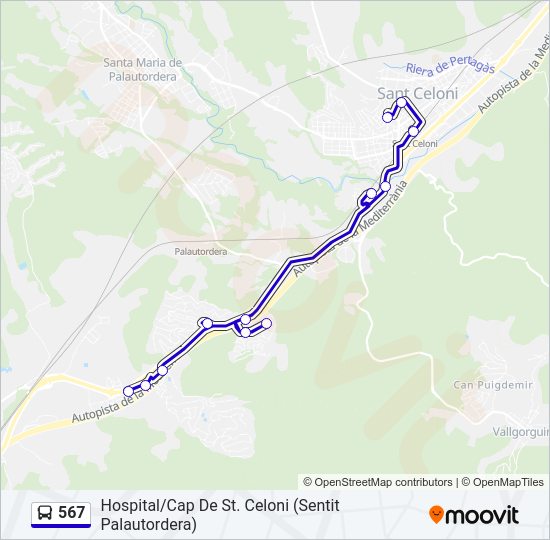 Mapa de 567 de autobús