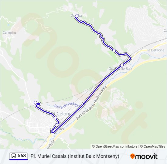Mapa de 568 de autobús