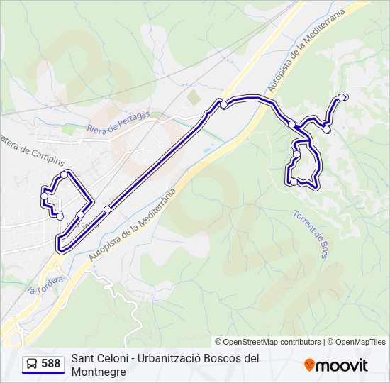 Mapa de 588 de autobús