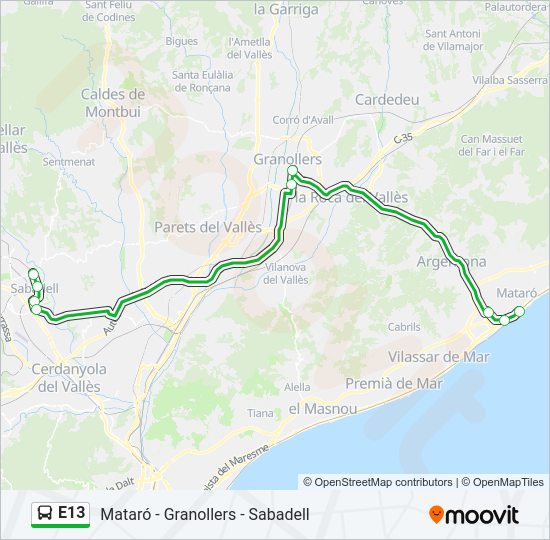 E13 Bus Line Map