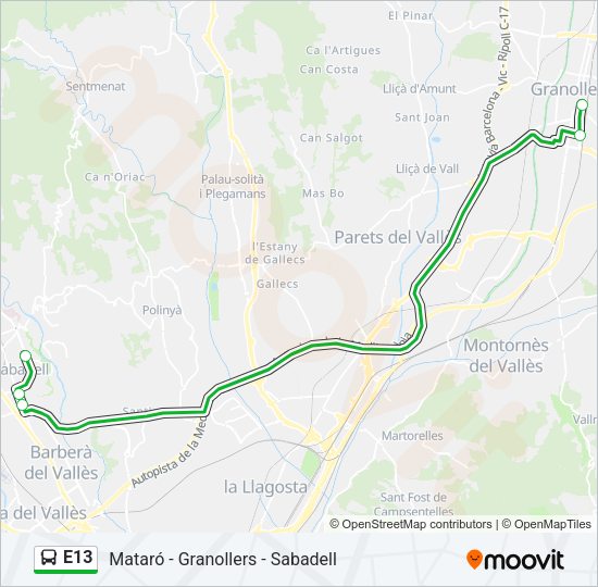 E13 Bus Line Map