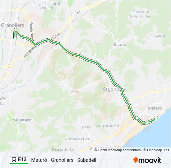 E13 Bus Line Map