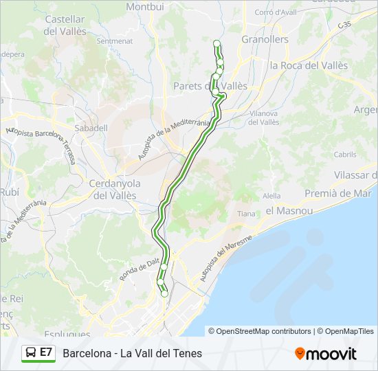 Mapa de E7 de autobús