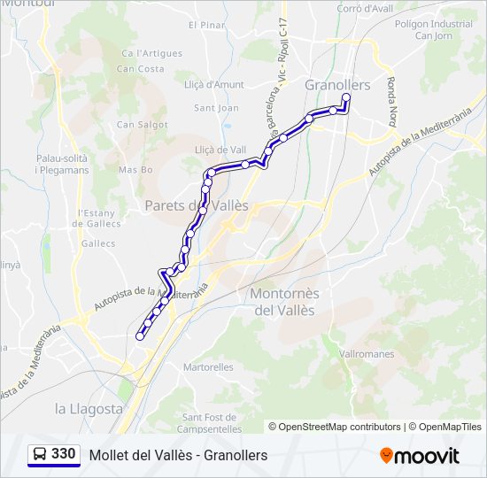 Mapa de 330 de autobús