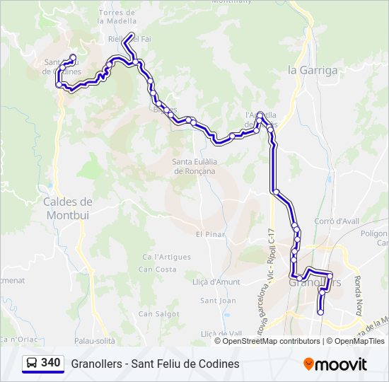 Mapa de 340 de autobús