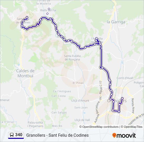 Mapa de 340 de autobús