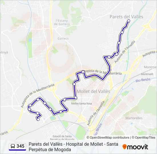 345 Bus Line Map