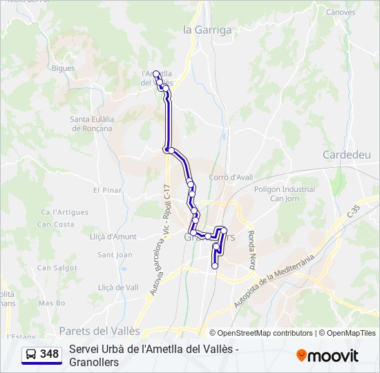 Mapa de 348 de autobús