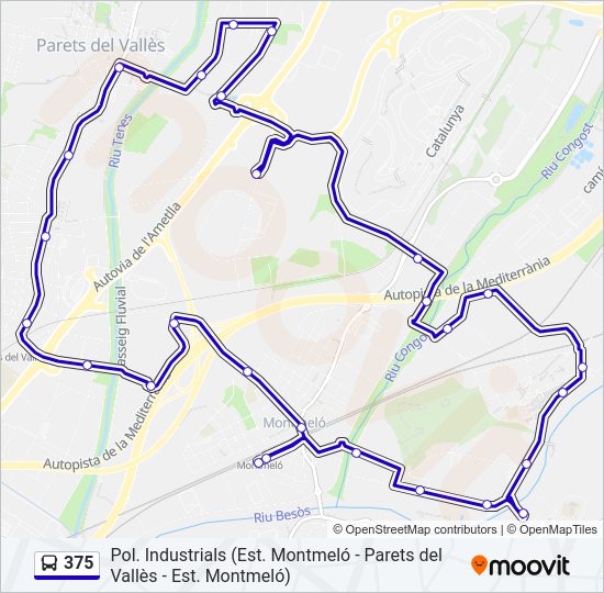 Mapa de 375 de autobús