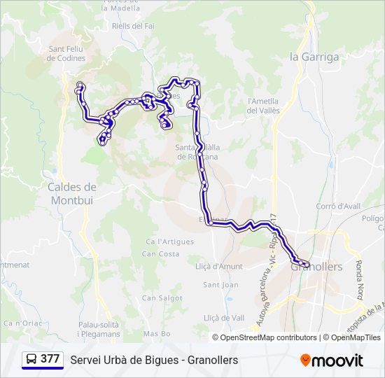 Mapa de 377 de autobús