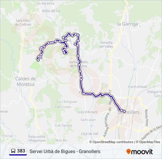 Mapa de 383 de autobús
