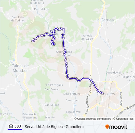 Mapa de 383 de autobús