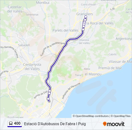 Mapa de 400 de autobús
