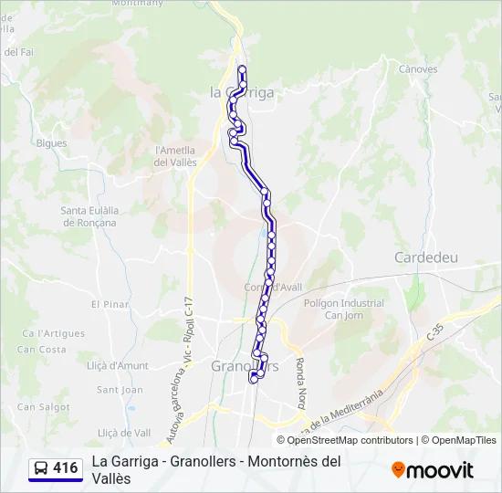 416 Bus Line Map