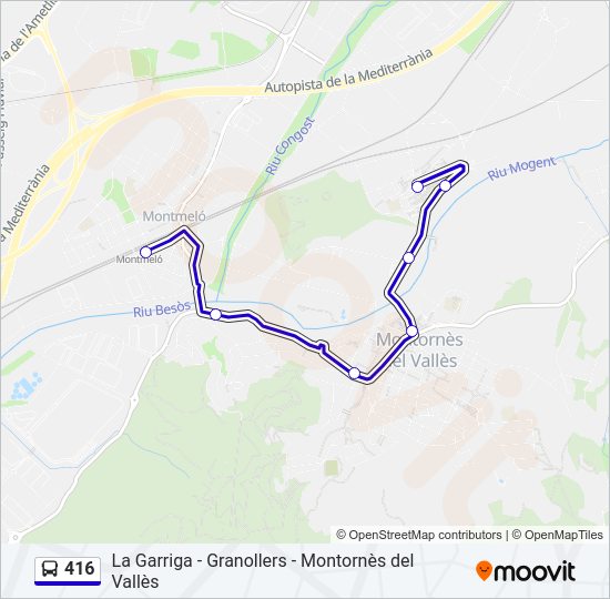 Mapa de 416 de autobús