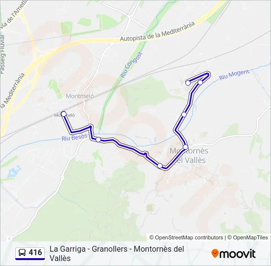 416 Bus Line Map