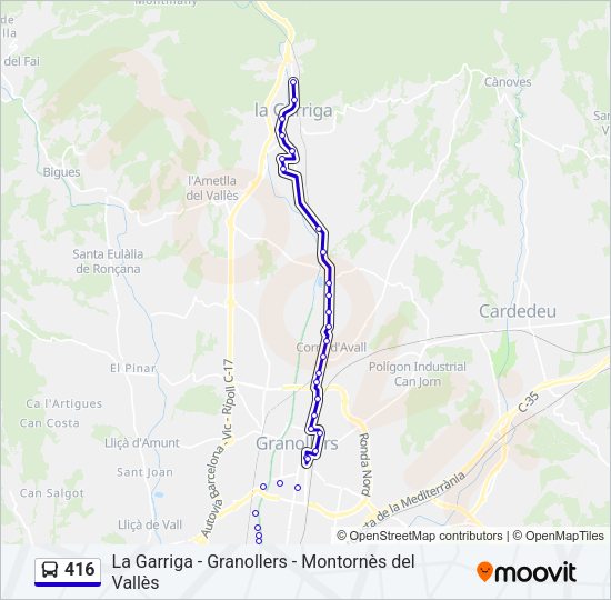 Mapa de 416 de autobús