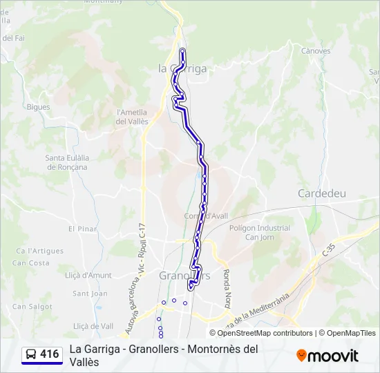 416 Bus Line Map
