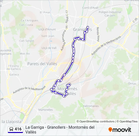 416 Bus Line Map