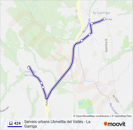 Mapa de 424 de autobús