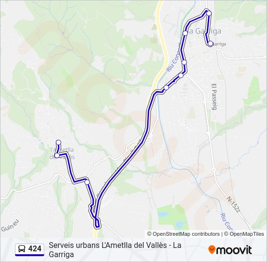 Mapa de 424 de autobús