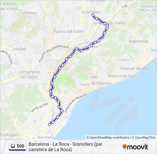 Mapa de 500 de autobús