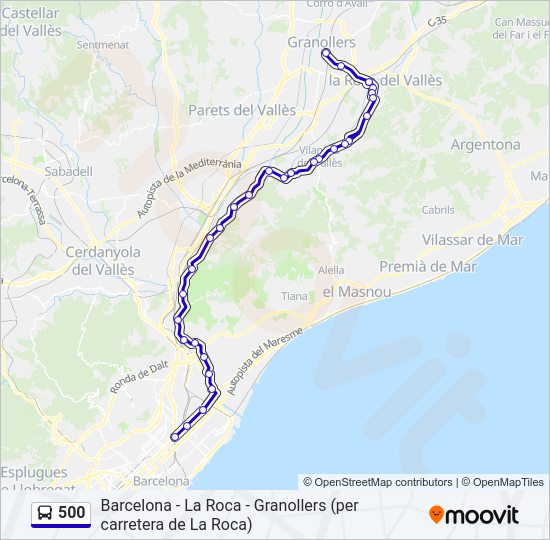 Mapa de 500 de autobús