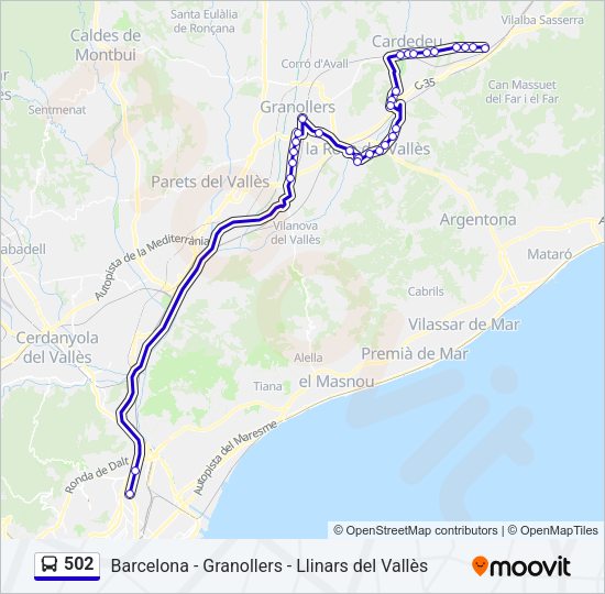 Mapa de 502 de autobús